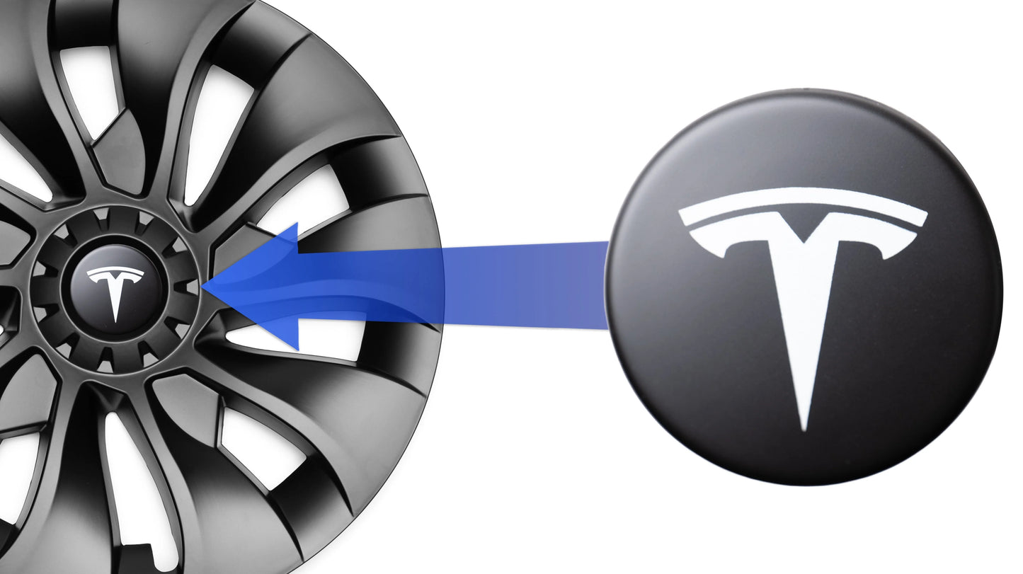 Logo's (4x) voor de Tesla Model 3/Y wieldoppen