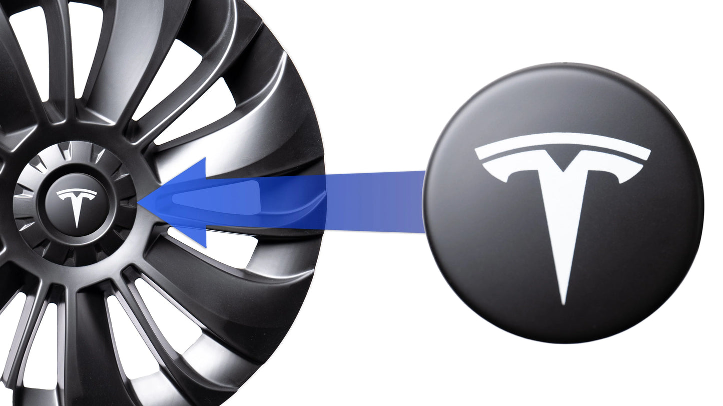 Logo's (4x) voor de Tesla Model 3/Y wieldoppen