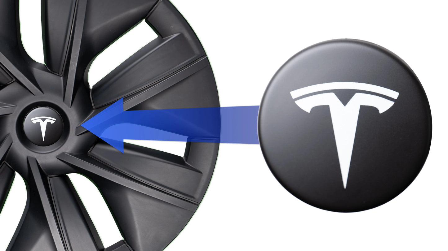 Logo's (4x) voor de Tesla Model 3/Y wieldoppen